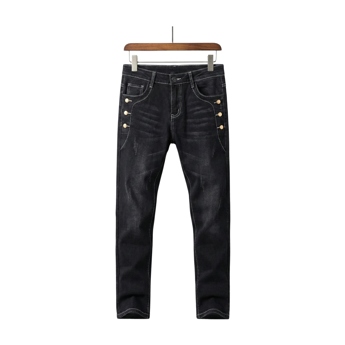 Men's Slim Fit Multi-Button Stretch Jeans