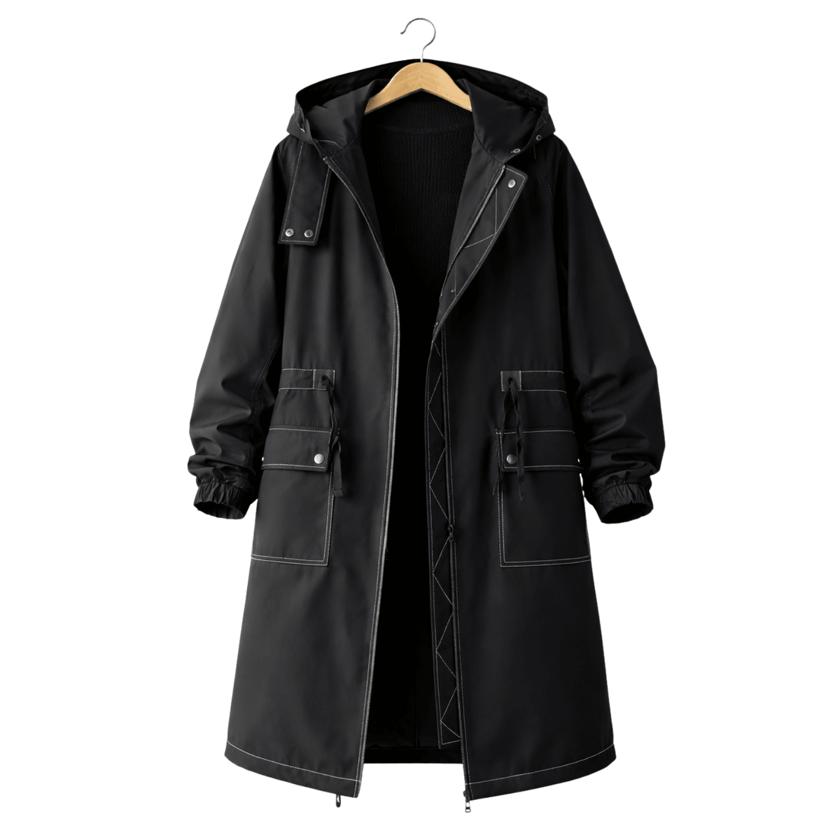 Men's Hooded Long Loose Fit Trench Coat