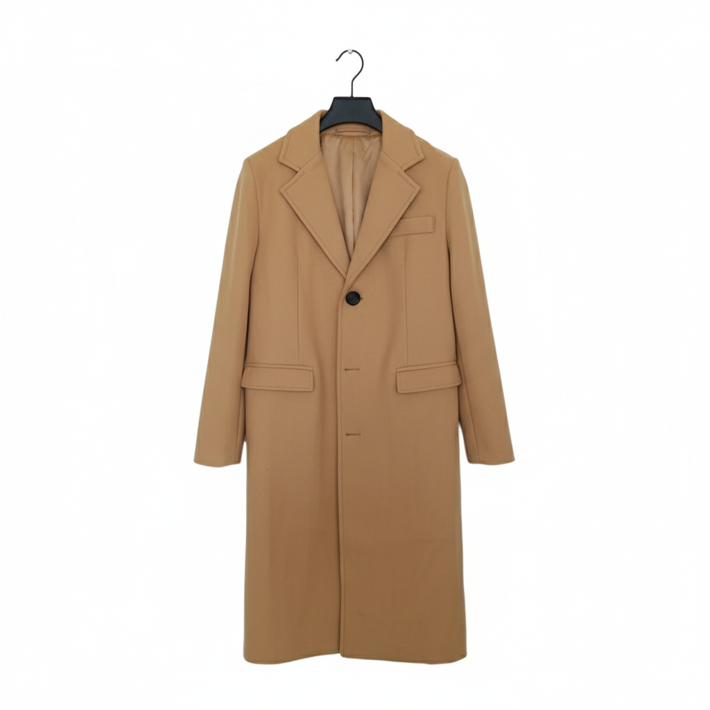 Men's Slim-Fit Long Winter Coat with Fur Collar