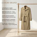 Men's Slim-Fit Windbreaker Long Coat