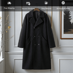 Men's Hooded Double-Breasted Trench Coat