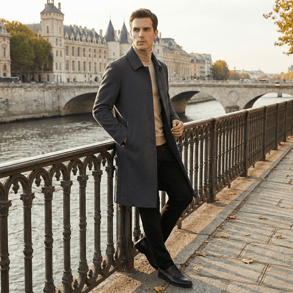Men's Wool Blend Overcoat – Slim Fit