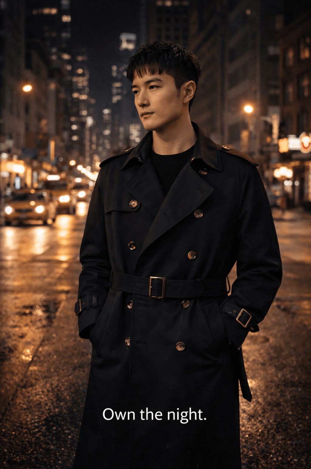 Men's Double-Breasted Belted Trench Coat