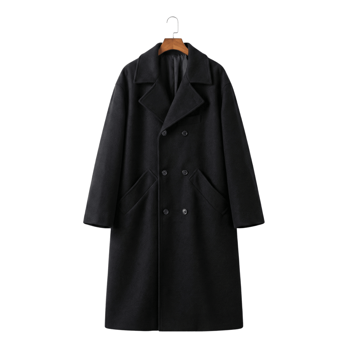 Men's Hooded Double-Breasted Trench Coat