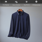 Men's Slim-Fit Long-Sleeve Top with Striped Collar