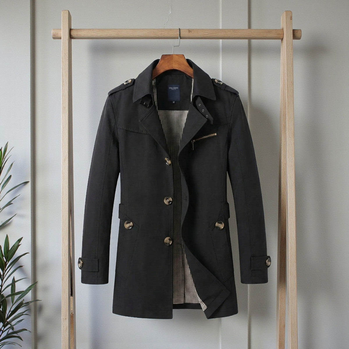 Men's Single-Breasted Trench Coat