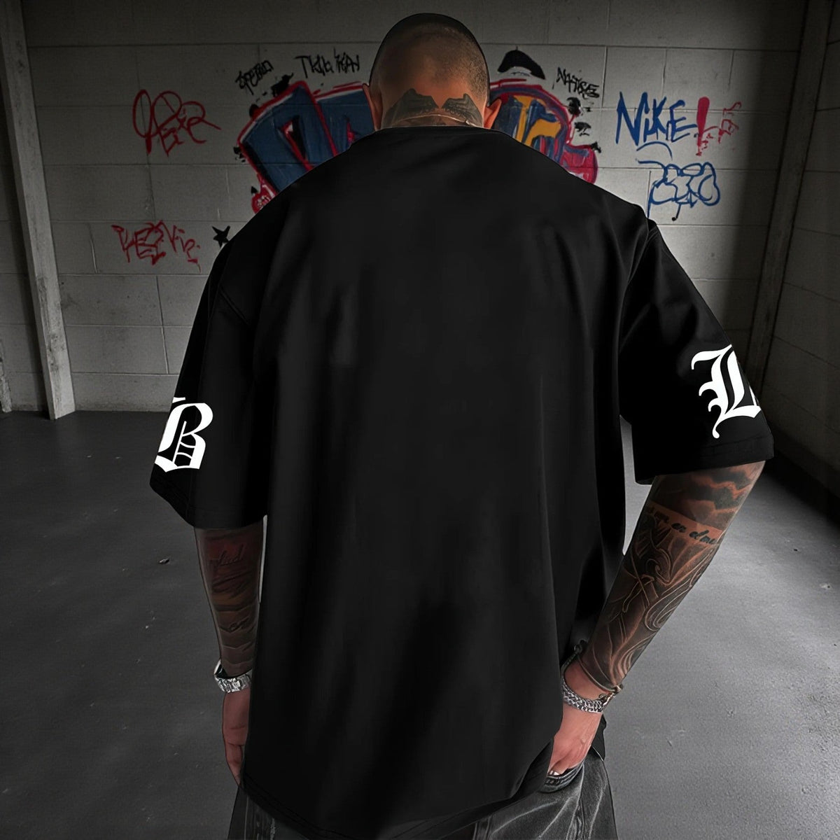Men's 3D Letter Graphic Long Sleeve Tee