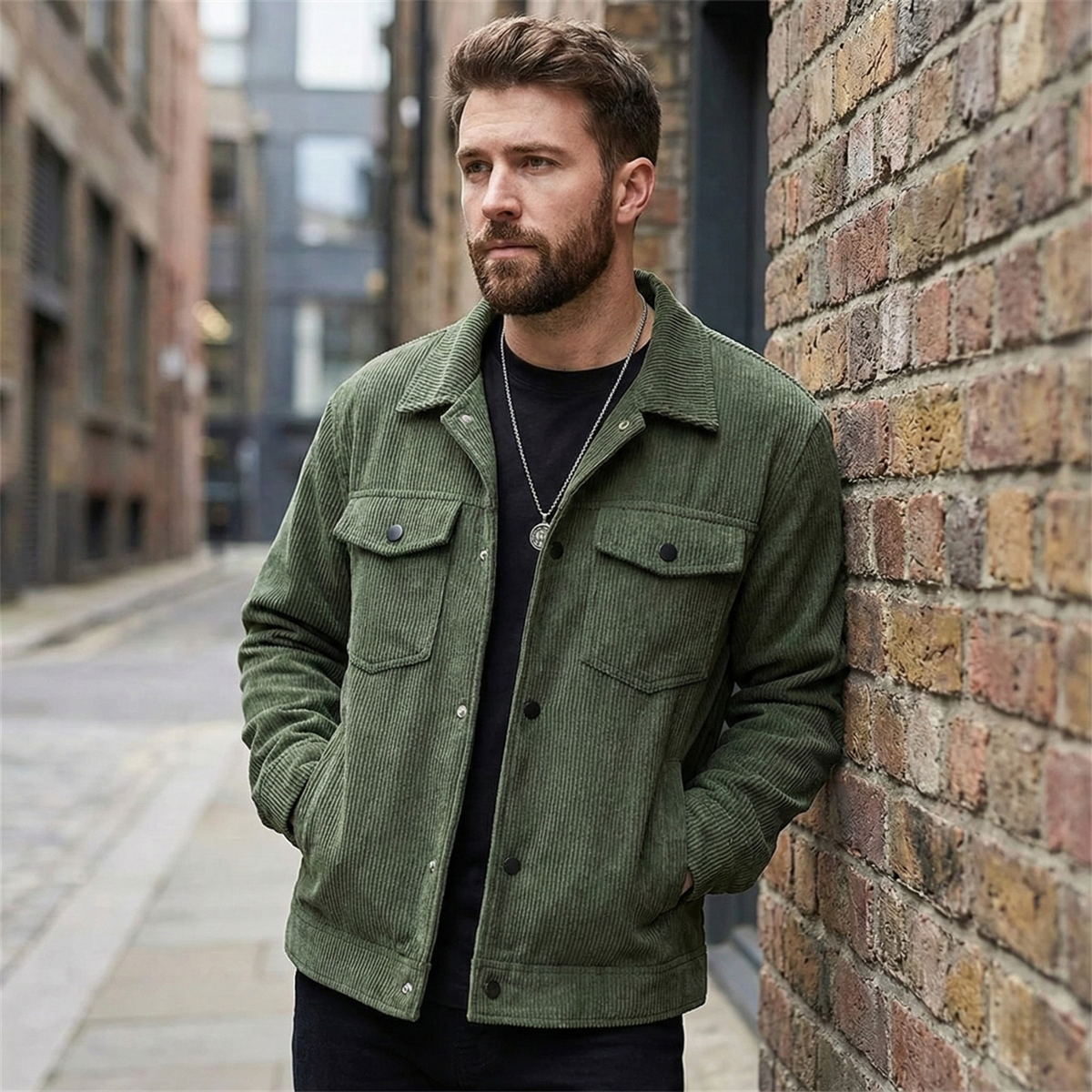 Men's Corduroy Jacket – Loose Fit, Single-Breasted, Winter Outerwear