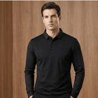 Men's Slim-Fit Long-Sleeve Top with Striped Collar