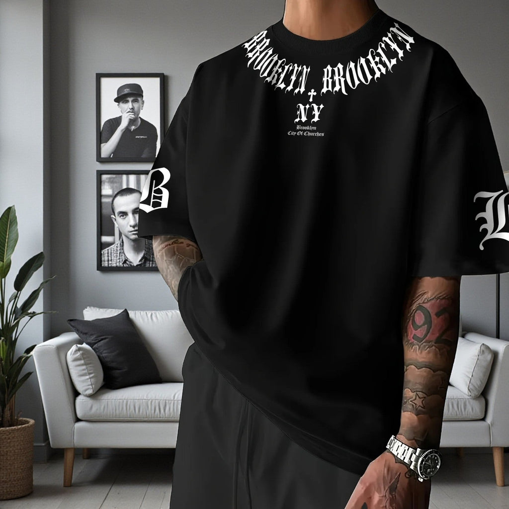 Men's 3D Letter Graphic Long Sleeve Tee
