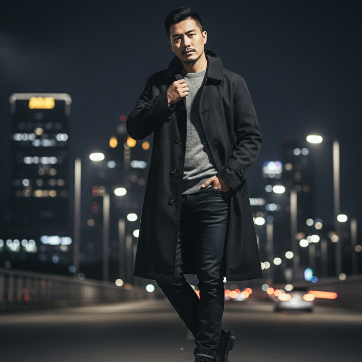 Men's Oversized Trench Coat – Relaxed Fit, Single-Breasted