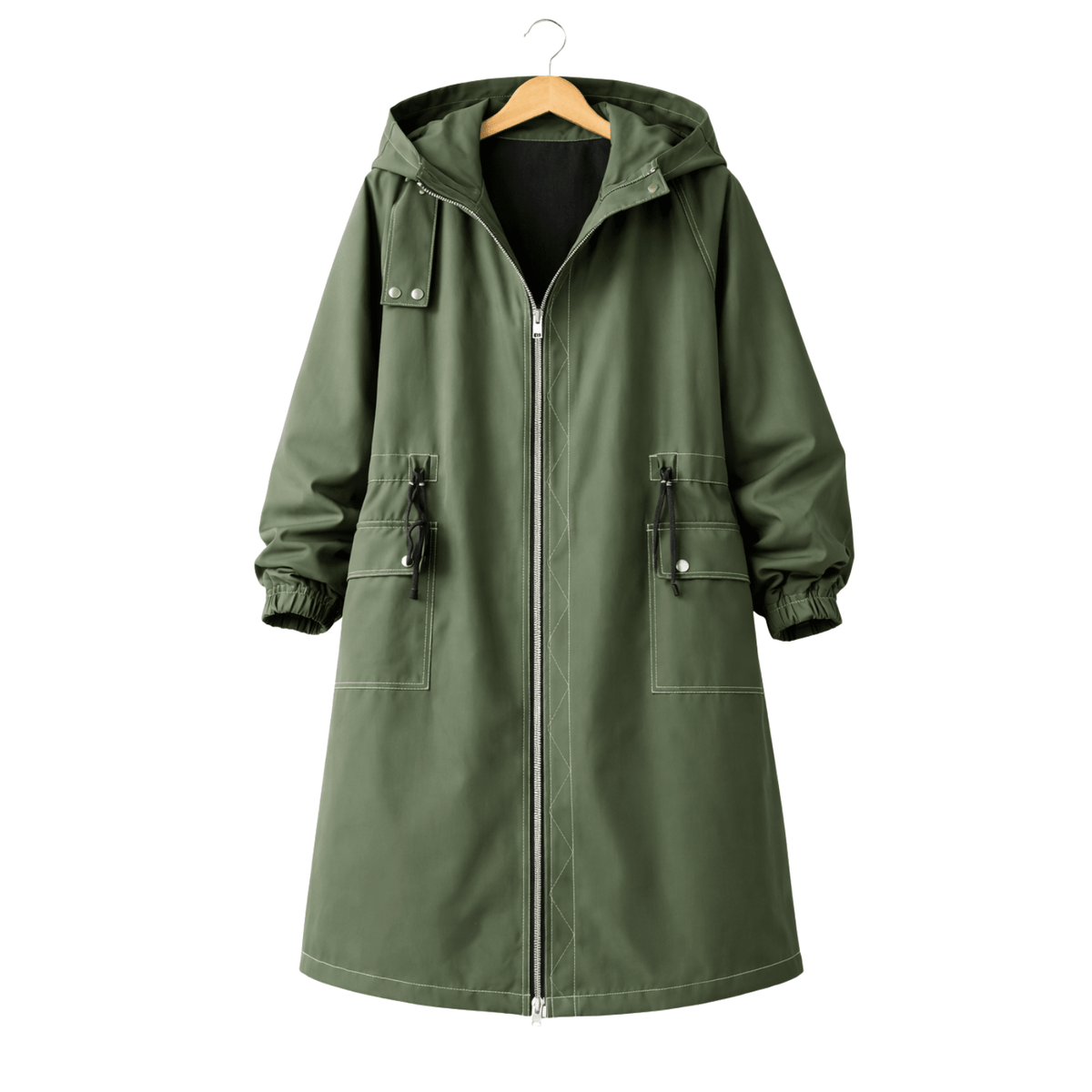 Men's Hooded Long Loose Fit Trench Coat