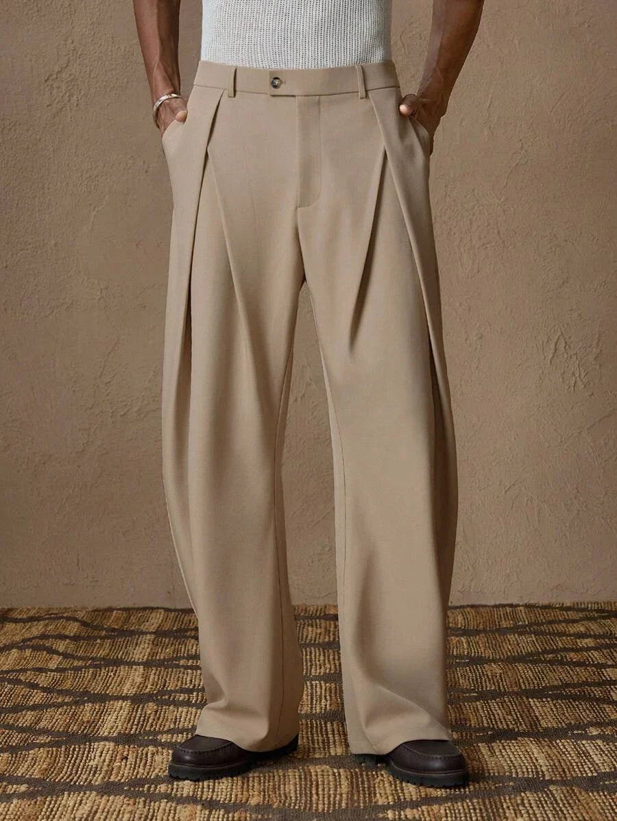 Men's Pleated High-Waisted Dress Pants