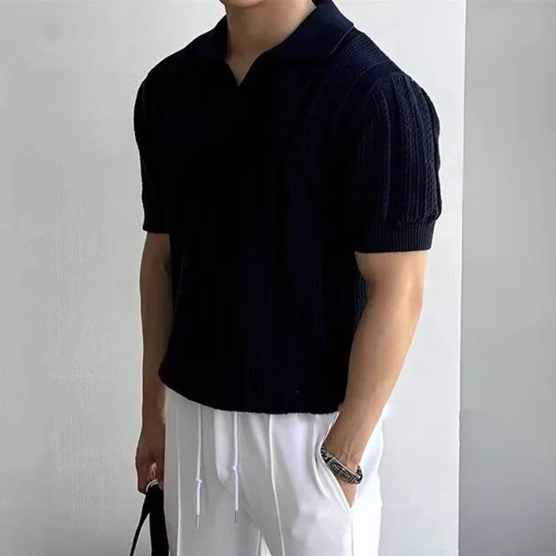 Men's Retro Mesh Knitted Polo Shirt