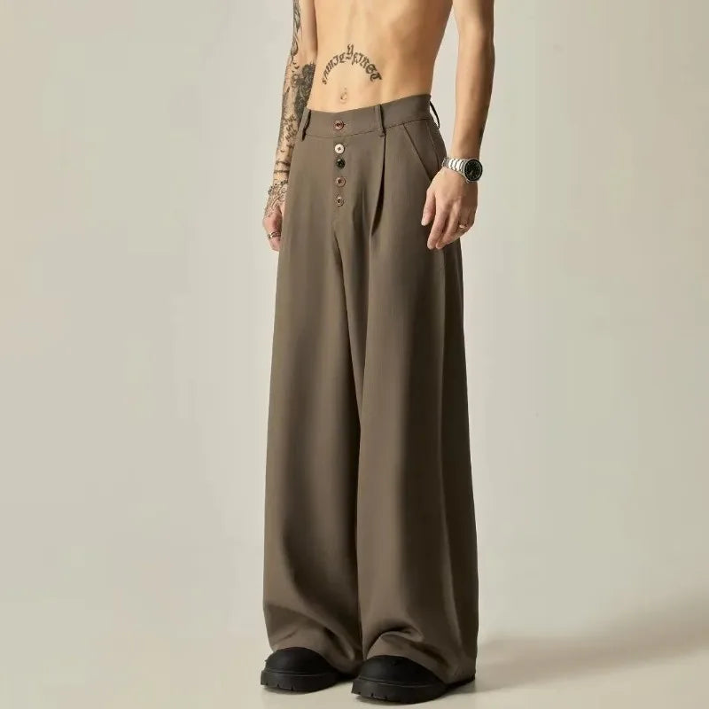 Men's Wide-Leg Pleated Trousers