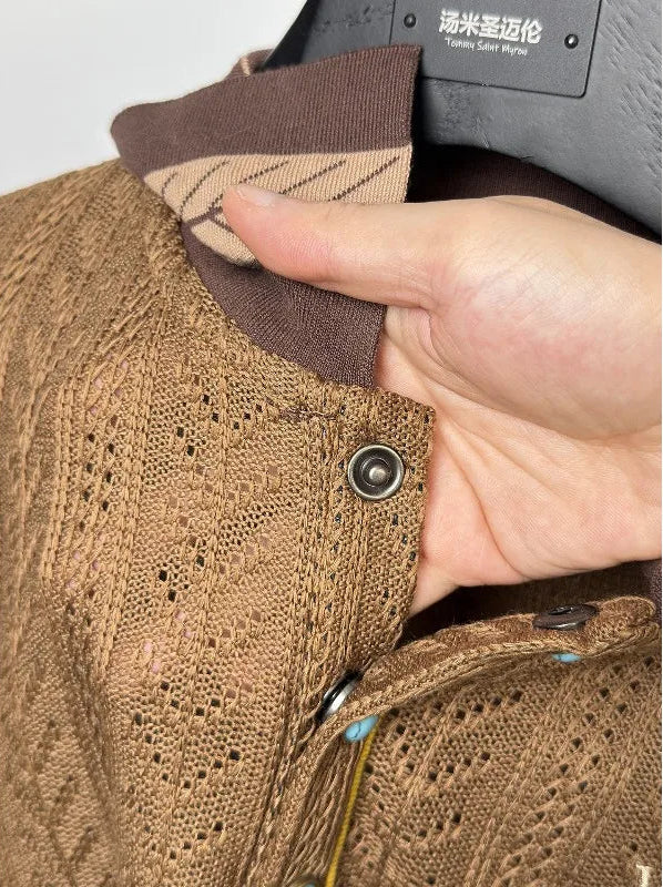 Men's Jacquard Knit Polo Shirt