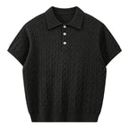 Cable Knit Short-Sleeve Polo Shirt
