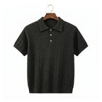 Cable Knit Short-Sleeve Polo Shirt