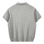 Cable Knit Short-Sleeve Polo Shirt