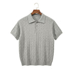 Cable Knit Short-Sleeve Polo Shirt