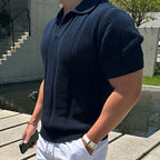 Men's Retro Mesh Knitted Polo Shirt