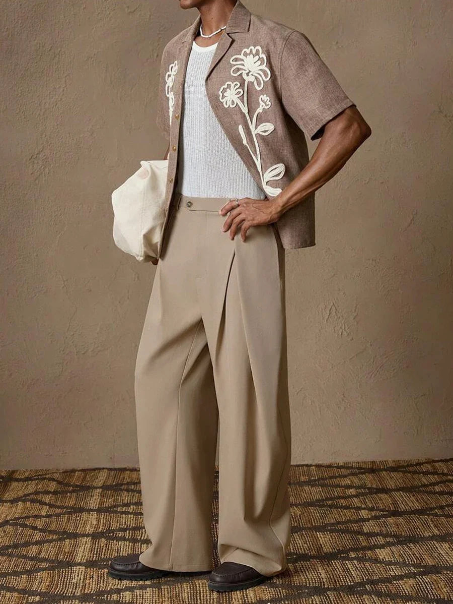Men's Pleated High-Waisted Dress Pants