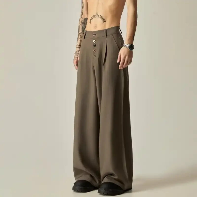 Men's Wide-Leg Pleated Trousers