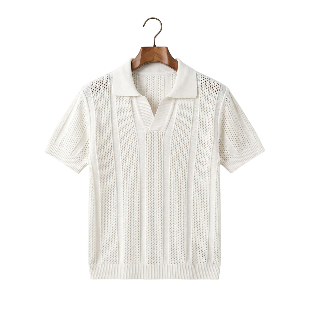Men's Retro Mesh Knitted Polo Shirt