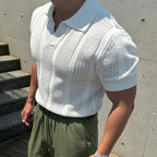 Men's Retro Mesh Knitted Polo Shirt