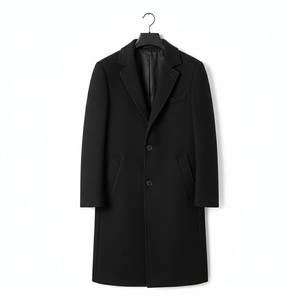 Men's Slim-Fit Long Winter Coat with Fur Collar